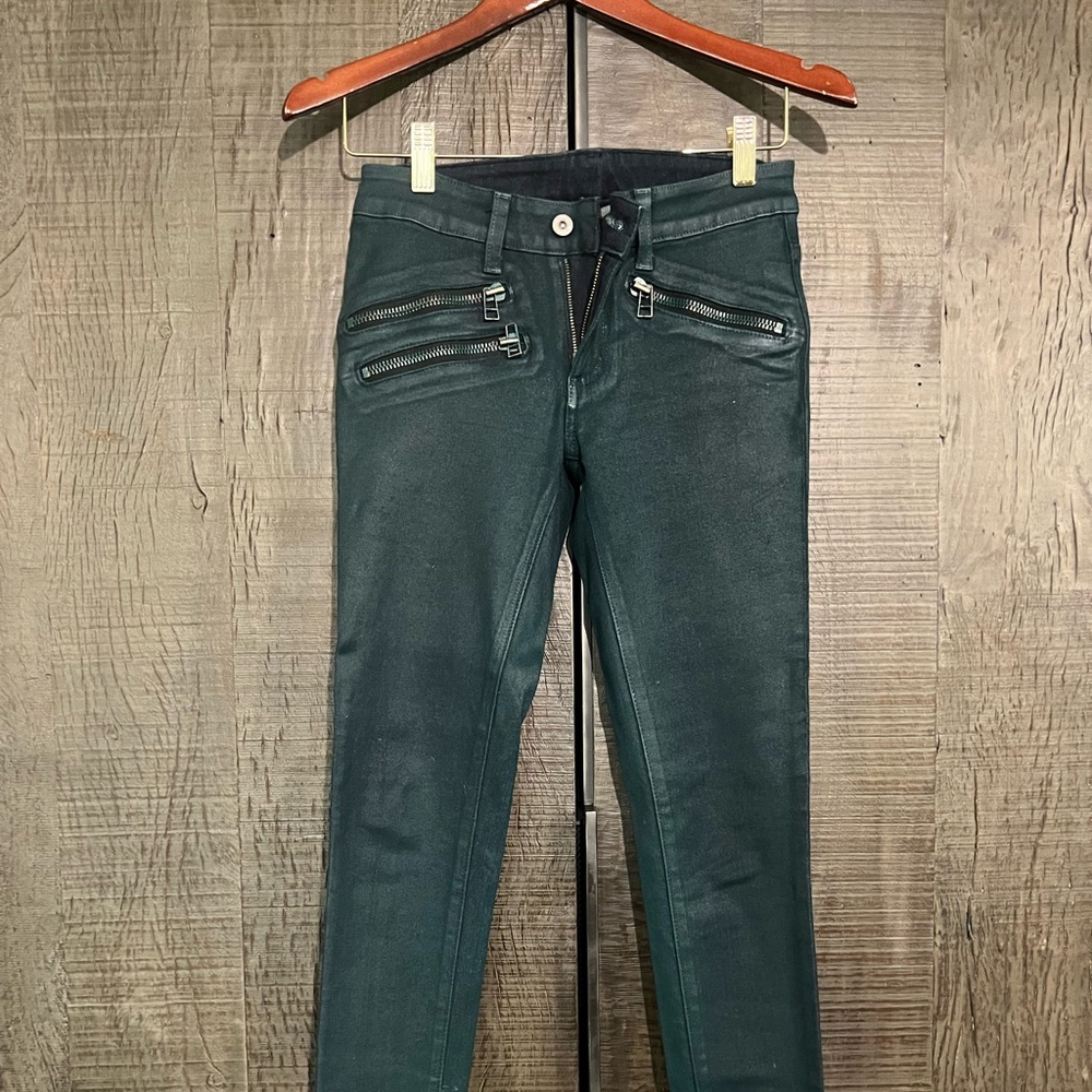 Camar turquoise matte leather jeans